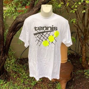 Tennis T-Shirt - White with Yellow balls on front